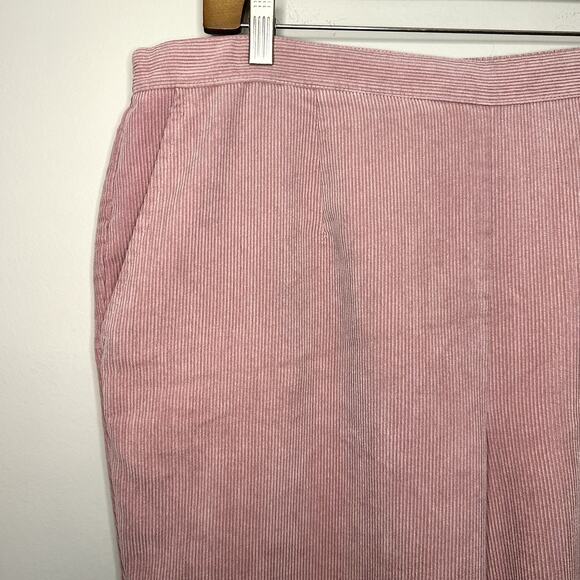 Alfred Dunner Pink Corduroy Wide Leg Elastic Waist Pant Size 18w - Picture 2 of 5